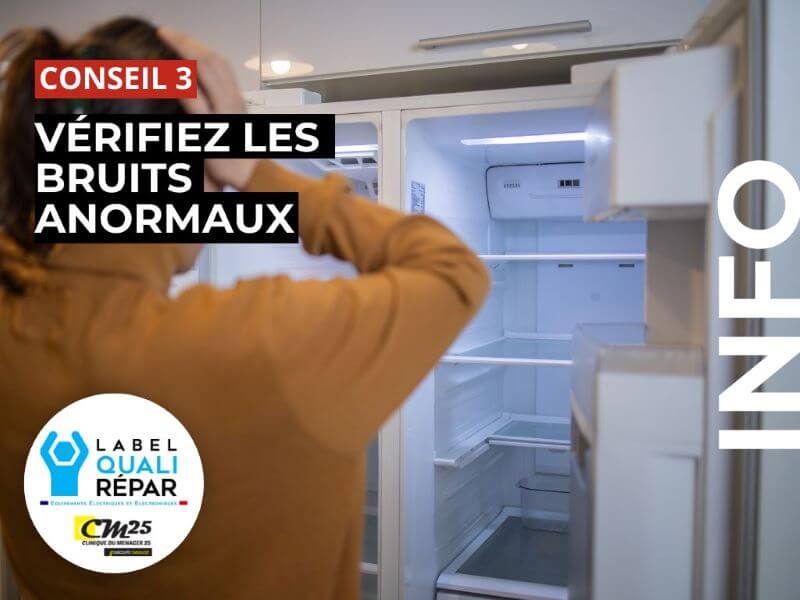 Clinique du Ménager 25 partenaire label QUALIREPAR vous conseille de vérifier les bruits anormaux de votre réfrigérateur pendant l'été.